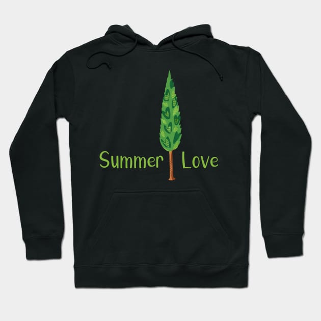 Summer Love - Lush Green Tree Illustration GC-106-01 Hoodie by GraphicCharms